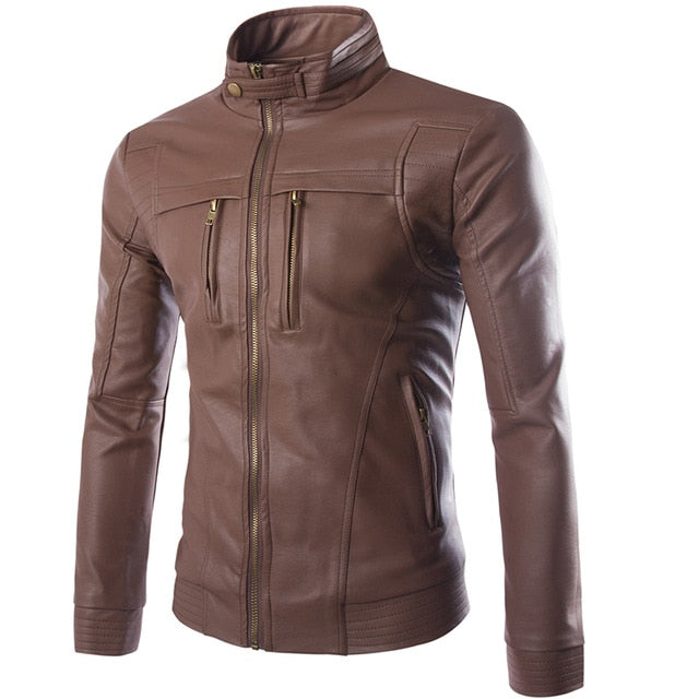 Spring Fashion Casual Men Autumn & Spring Leather Jacket