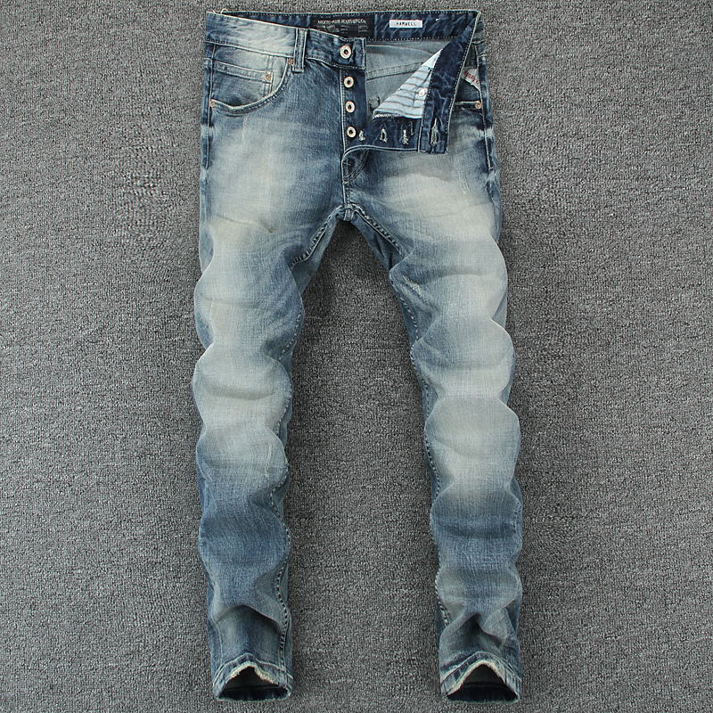 Mens Blue Light Vintage Denim Italian Men High Street Jean 2019