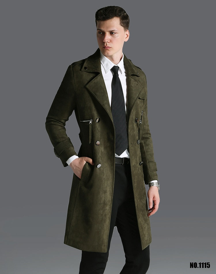 Double Breasted Adjustable Waist Long Winter Windproof Trench