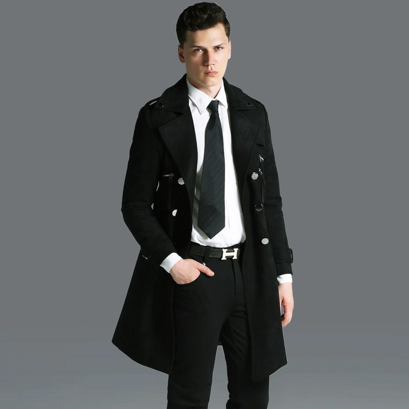 Double Breasted Adjustable Waist Long Winter Windproof Trench