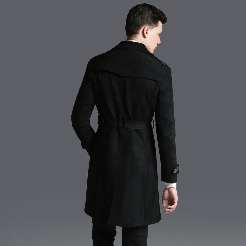 Double Breasted Adjustable Waist Long Winter Windproof Trench