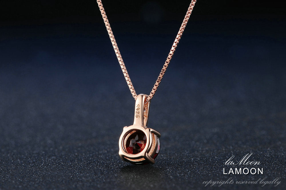 Pendant Red Garnet Gemstone 925 Sterling Silver Necklace