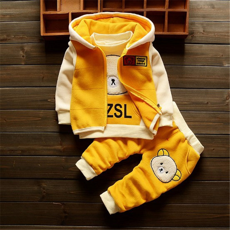 Made With Fleece For Baby Winter Protection Two Piece Set Unisex Full Bodysuit For Baby 9 Months To 3 Years