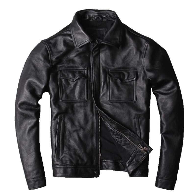Vintage Black Mens Extra Warmer Leather Jacket For Winter
