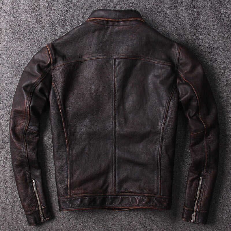 Vintage Men Genuine Slim Fit Leather Jacket For Winter And Motorcycle