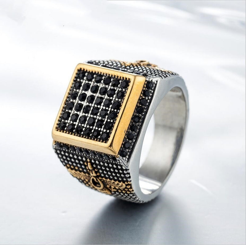Vintage Mens Geometric Stainless Still Luxury Ring For All Occasion