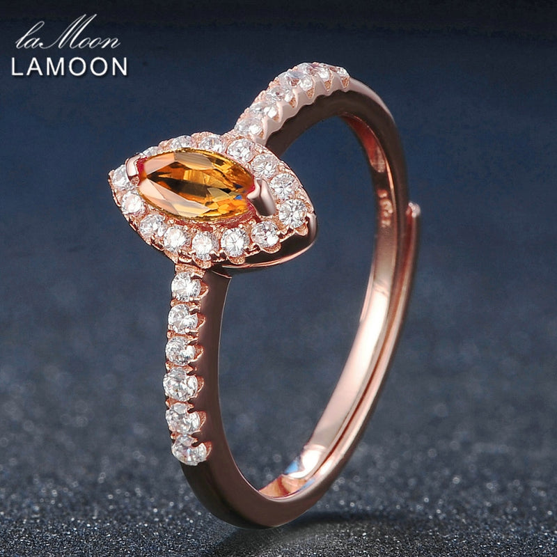 925 Sterling Silver Eye Shape Citrine Ring For Occasion