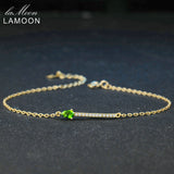 3x5mm Green Diopside 925 Sterling Charm Bracelet