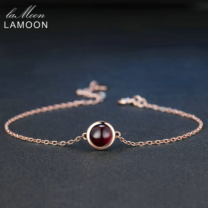 Classic 6mm 1.1 Ct Red Garnet 925 Charm Bracelet For Women