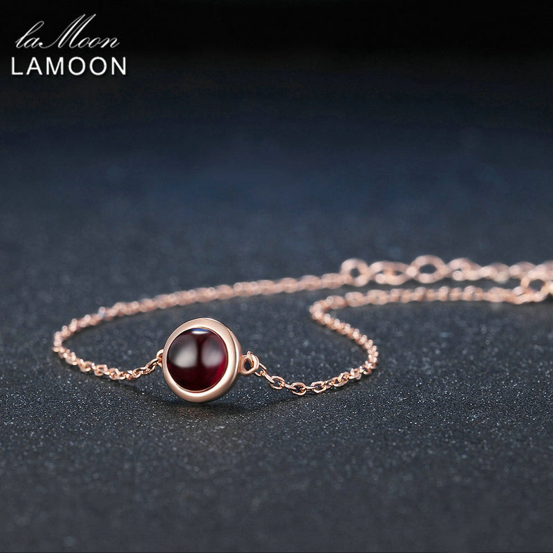 Classic 6mm 1.1 Ct Red Garnet 925 Charm Bracelet For Women
