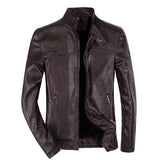Mens Winter and Autumn Stand Collar Lather Jackets For Motor Cycle