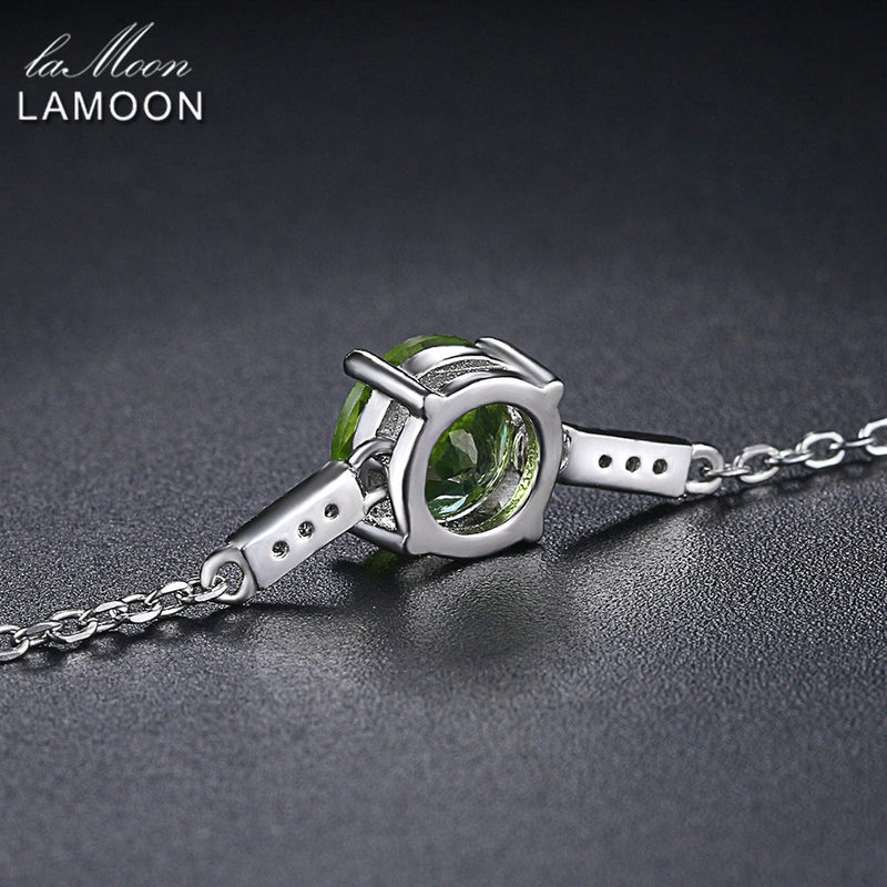 7MM Natural Round Peridot 925 Sterling Silver Bracelet