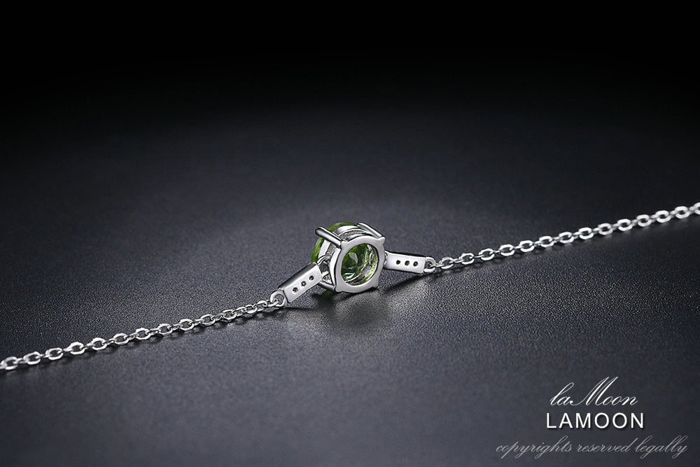7MM Natural Round Peridot 925 Sterling Silver Bracelet