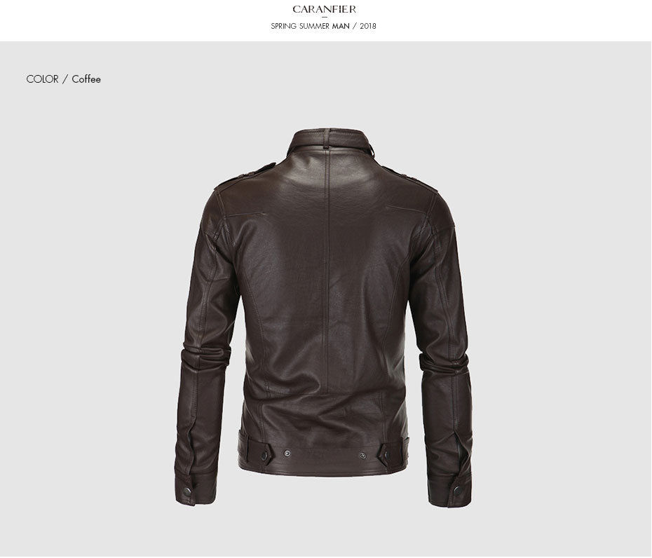 Vintage Mens PU Leather Jacket For Bikers