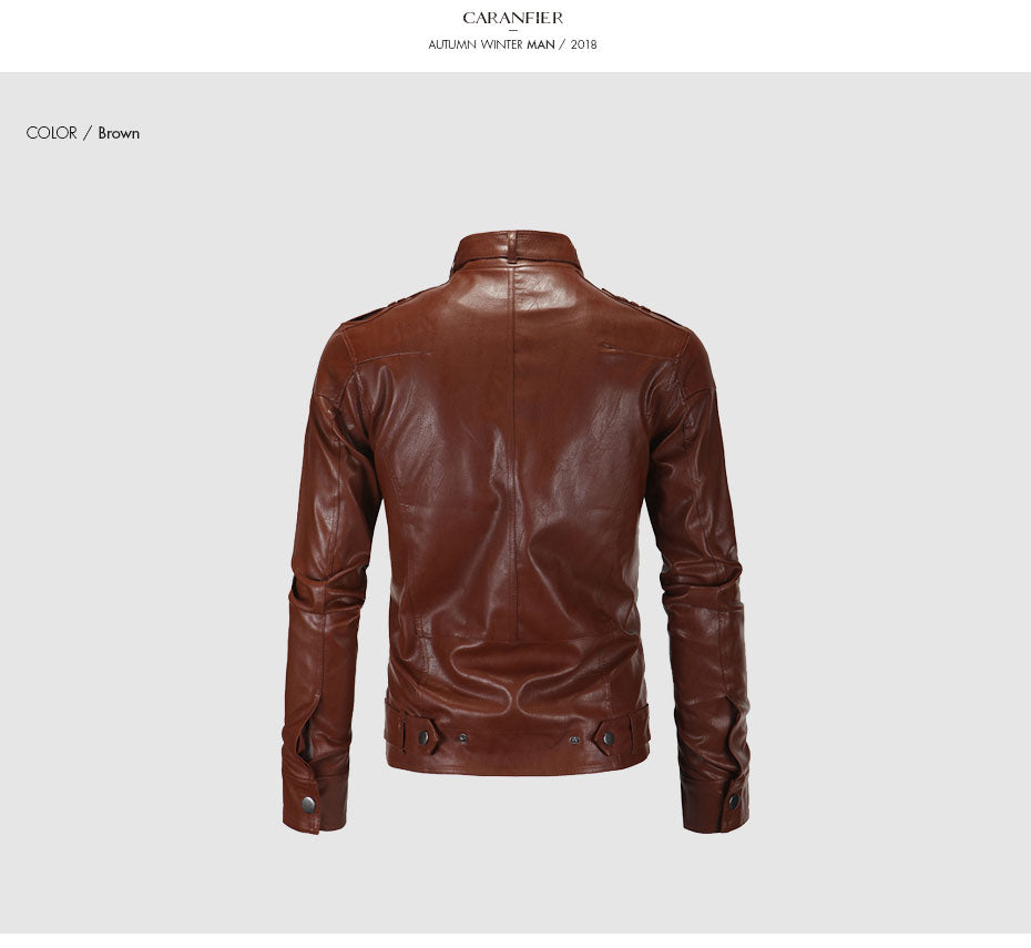 Vintage Mens PU Leather Jacket For Bikers