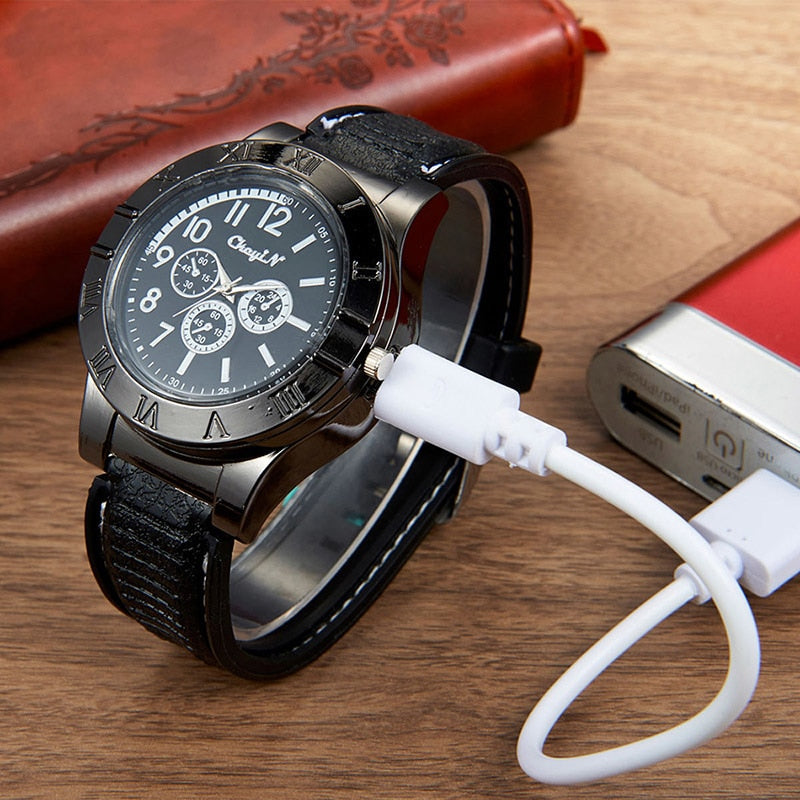Mens USB Charging Windproof Electric Wristwatch