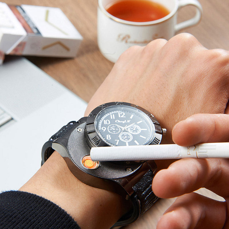 Mens USB Charging Windproof Electric Wristwatch