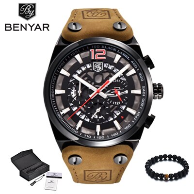 Waterproof Leather Mens Military Sports Watch Band