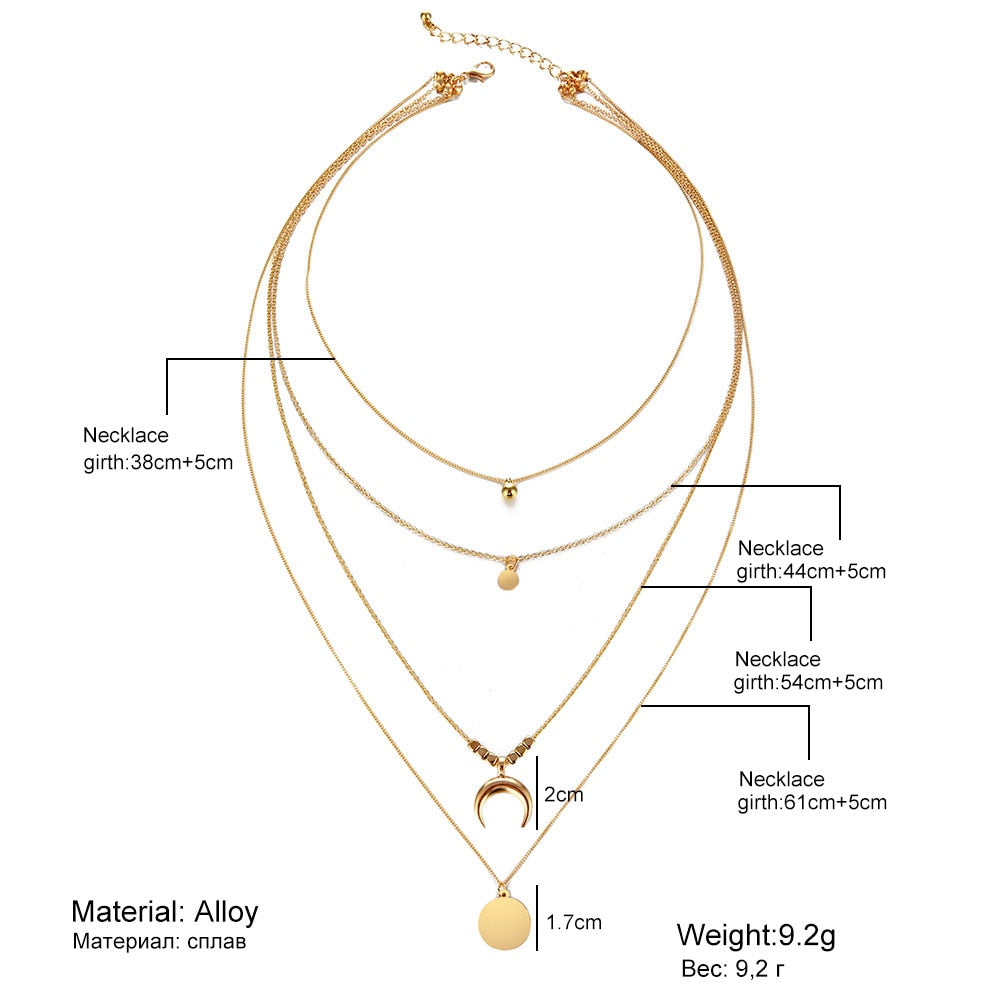 Multi Layer Choker Gold Bohemian Necklace For Ladies