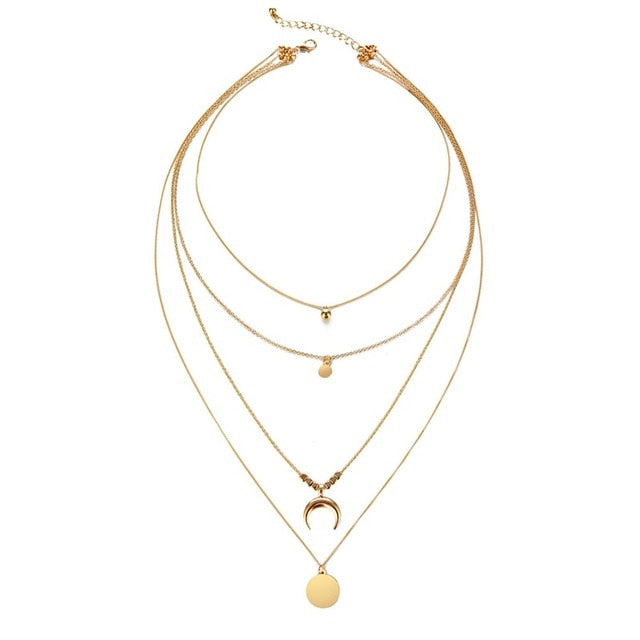 Multi Layer Choker Gold Bohemian Necklace For Ladies