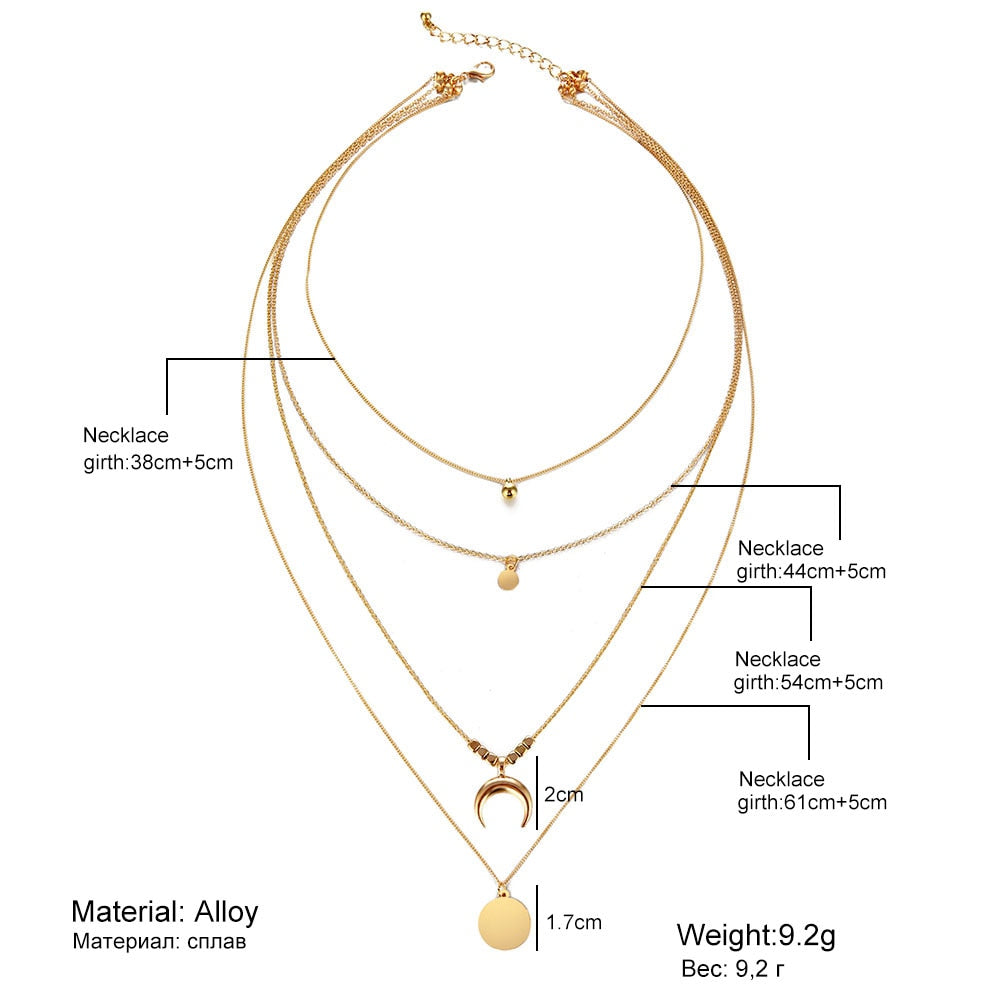 Multi Layer Choker Gold Bohemian Necklace For Ladies