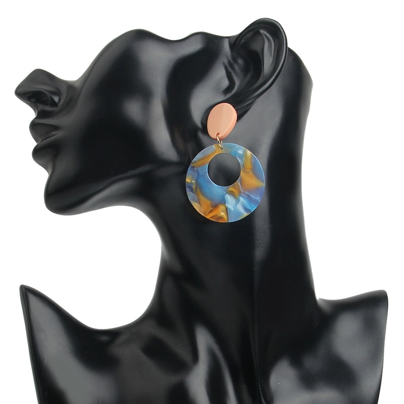 Round Ear Drop Acrylic Boho Earring For Women