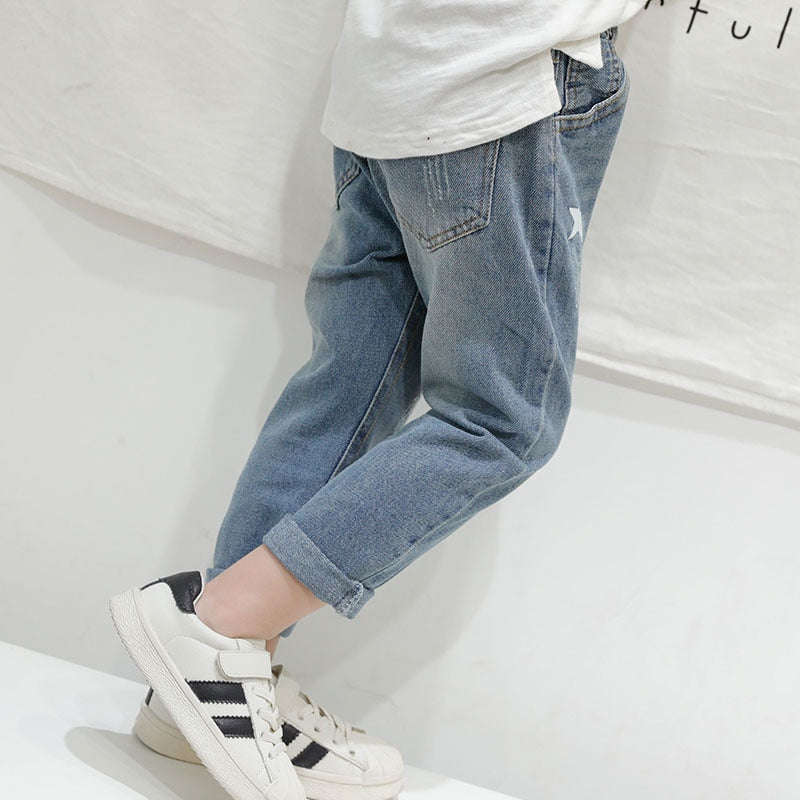 Denim All Season Trouser For Kid With Elastic Waist