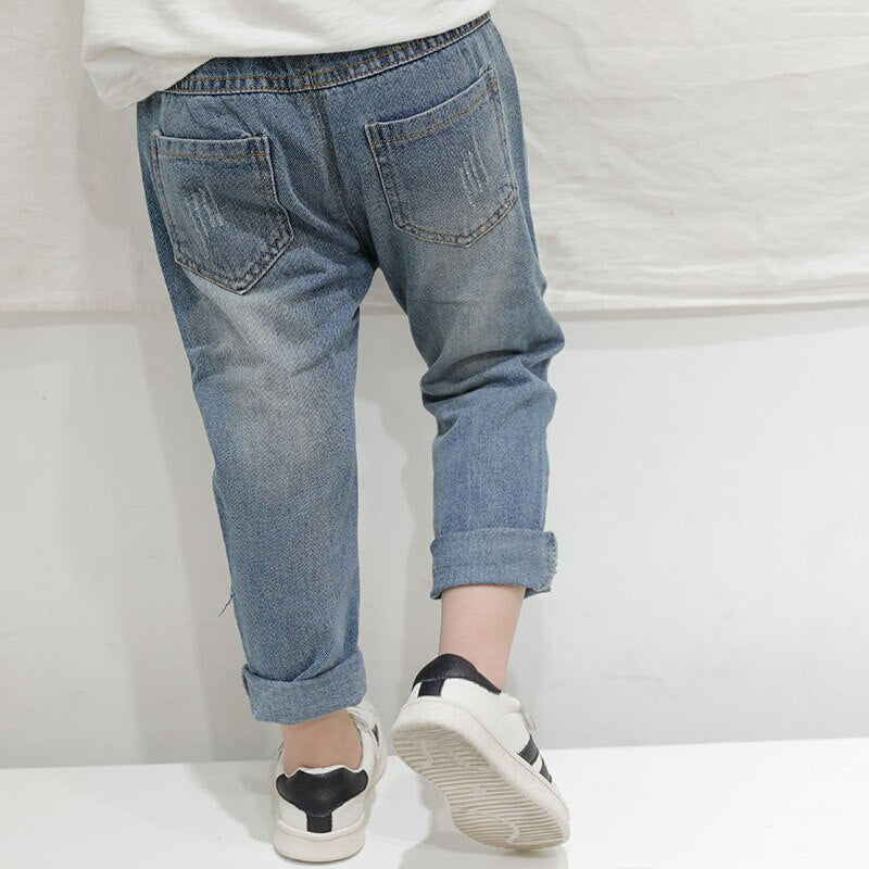 Denim All Season Trouser For Kid With Elastic Waist