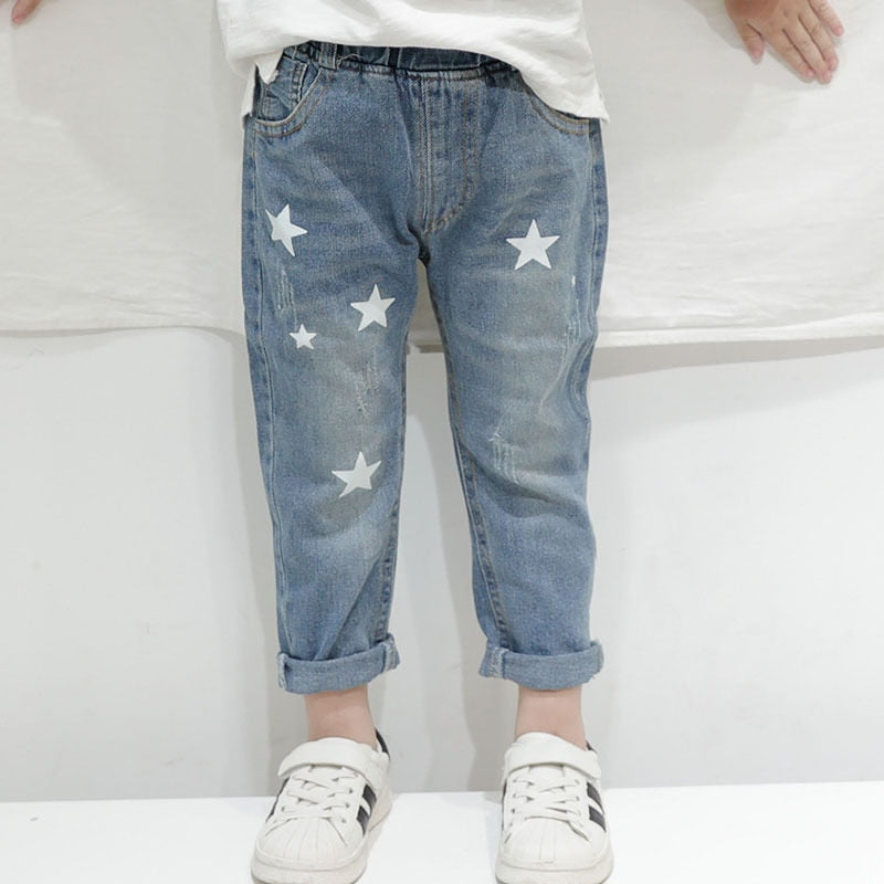 Denim All Season Trouser For Kid With Elastic Waist