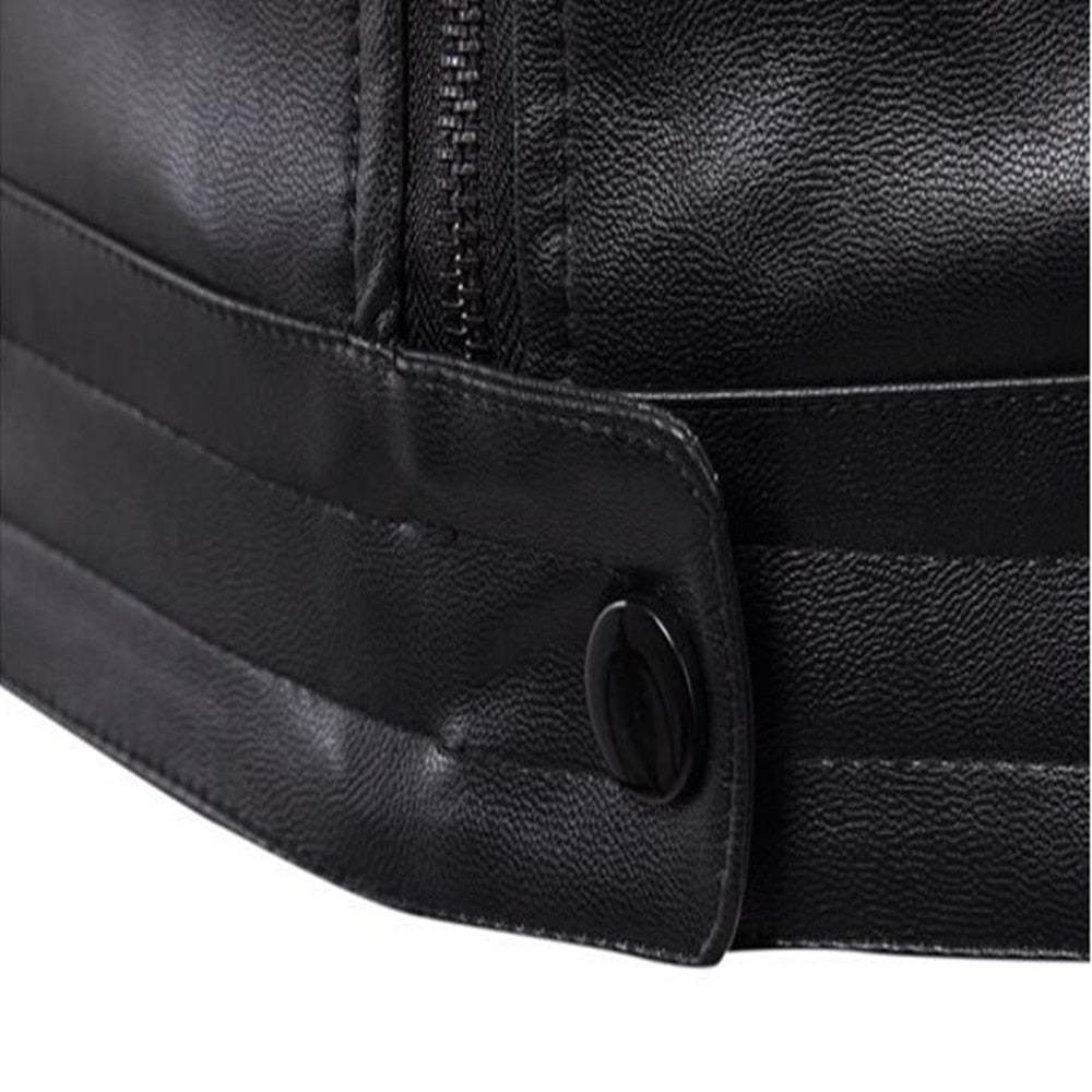 Multi Zipper Stand Collar Leather Jacket For Winter and Motorcycle