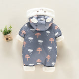 Newborn Infant Fleece Hooded Romper Suit