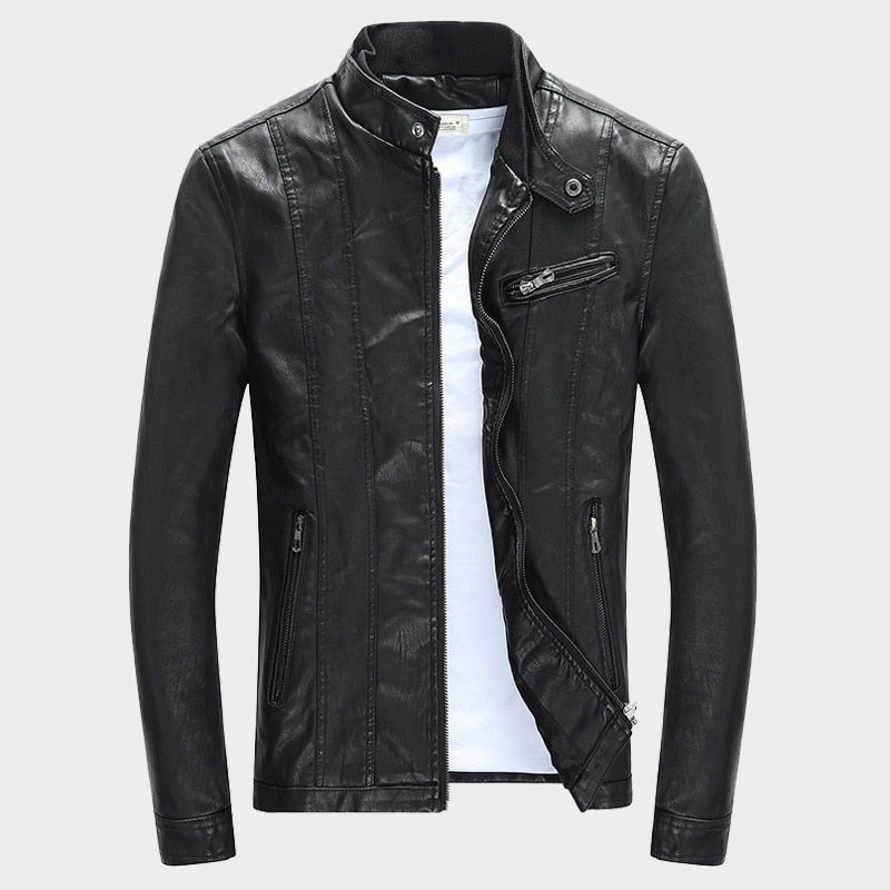 Autumn Winter Regular Bike Jackets with PU Lather