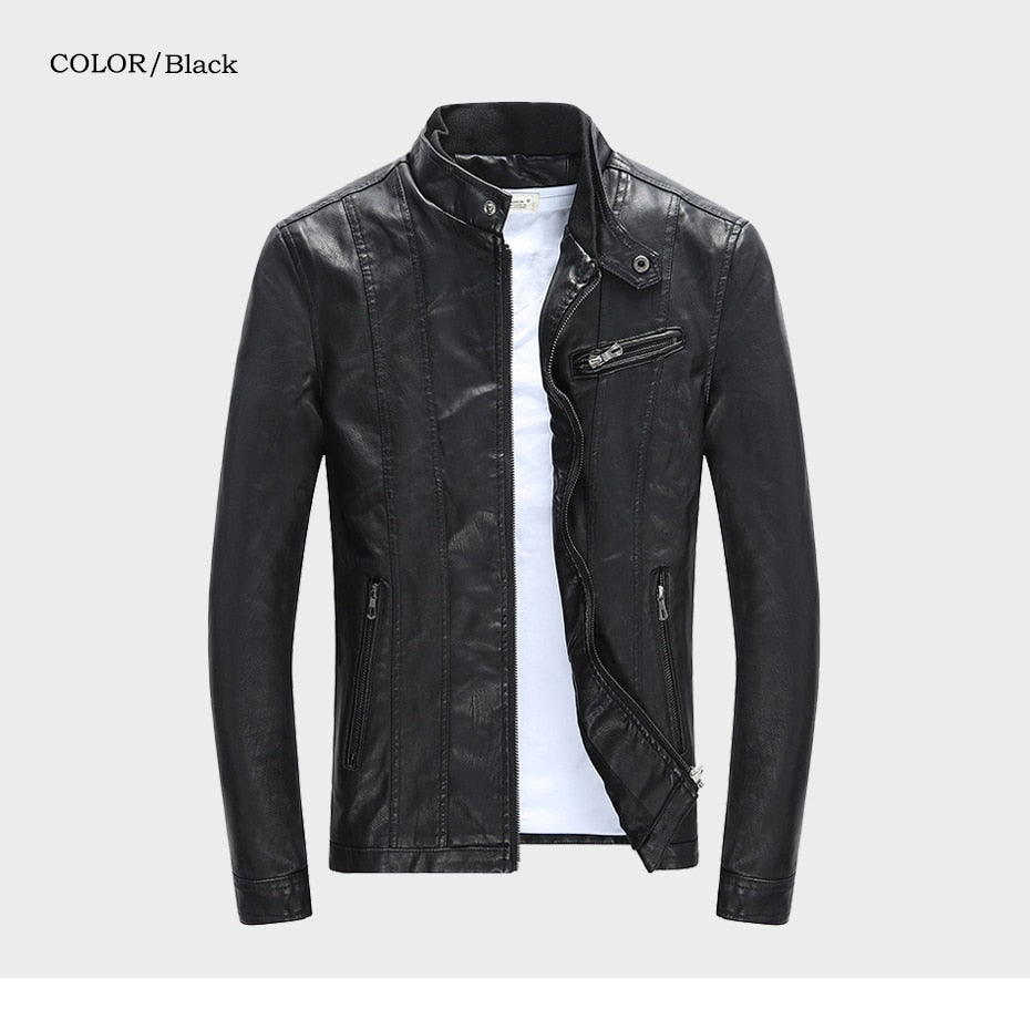 Autumn Winter Regular Bike Jackets with PU Lather