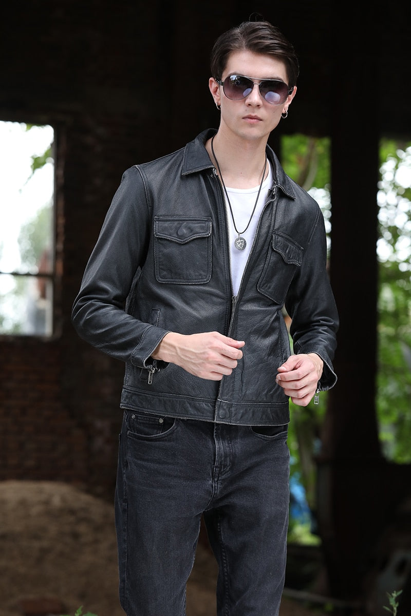Slim Fit Mens Extra Warmer Extra Comfortable High Quality Leather Jacket