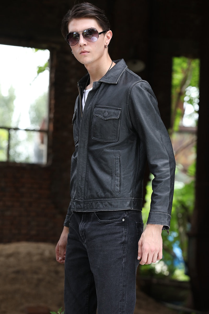 Slim Fit Mens Extra Warmer Extra Comfortable High Quality Leather Jacket