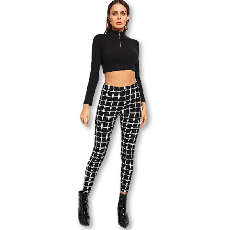 Elegant Office Lady Skinny Women Autumn Workwear Highstreet Minimalist Leggings