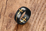 Stainless Still Quick Removable Men Curve Cross Ring