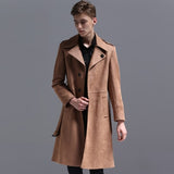 Single Breasted English Style Mens Long Trench Coat