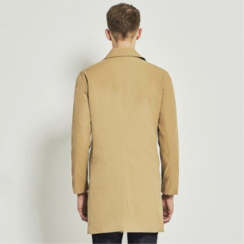 Single Breasted Trench Mid Long Men Slim Fit Trench For All Occasion