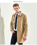 Single Breasted Trench Mid Long Men Slim Fit Trench For All Occasion