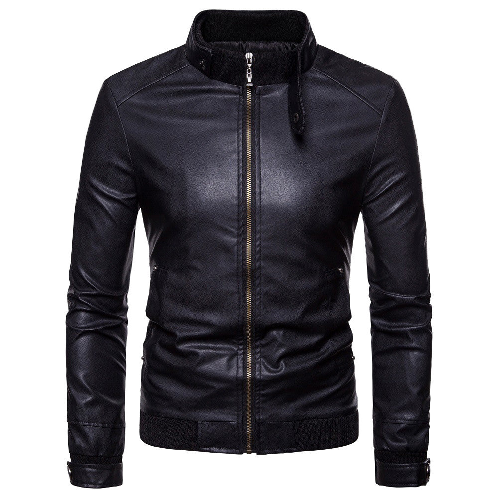 All Season Warmer Leather Stand Collar Casual Zipper Jackets