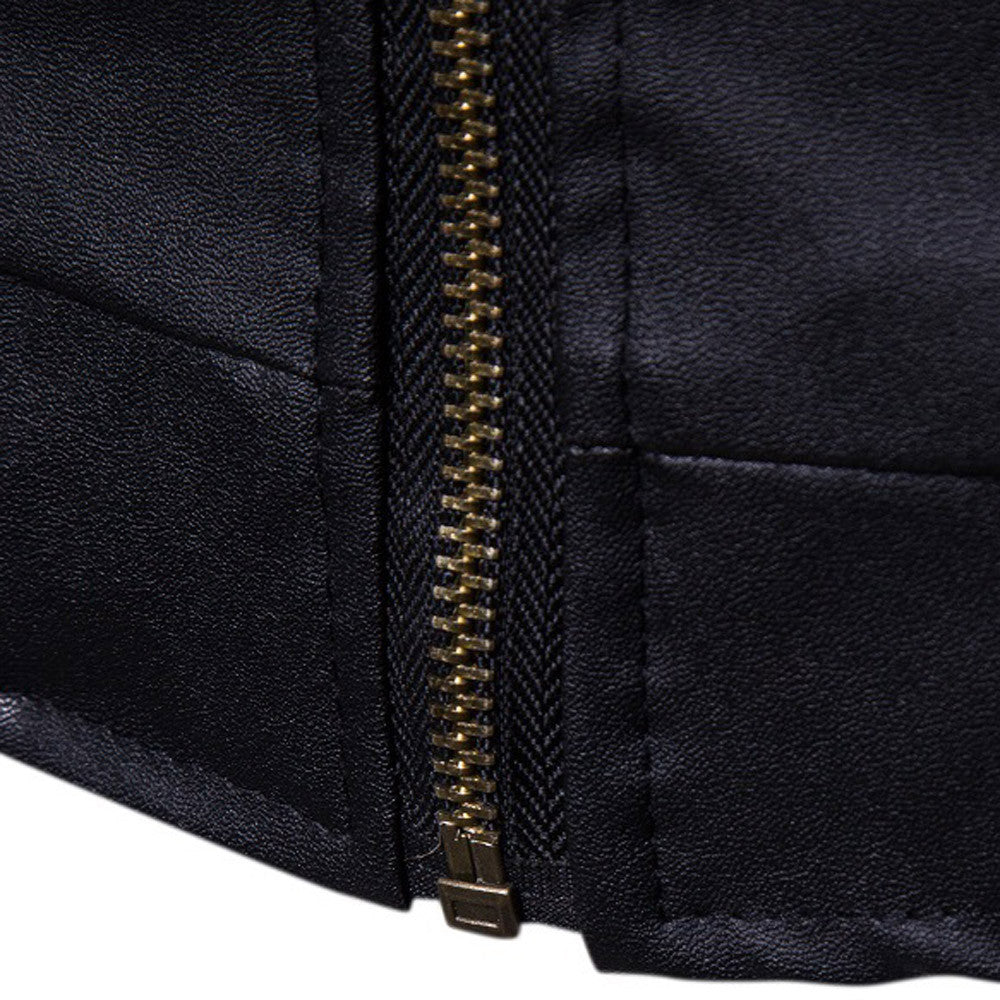 All Season Warmer Leather Stand Collar Casual Zipper Jackets