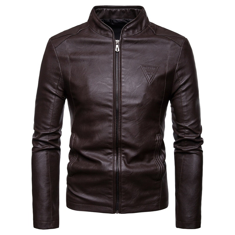 Long Sleeve Pure Lather Mens Jacket For All Season