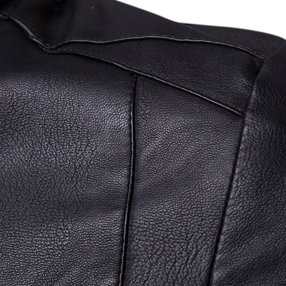 Long Sleeve Pure Lather Mens Jacket For All Season