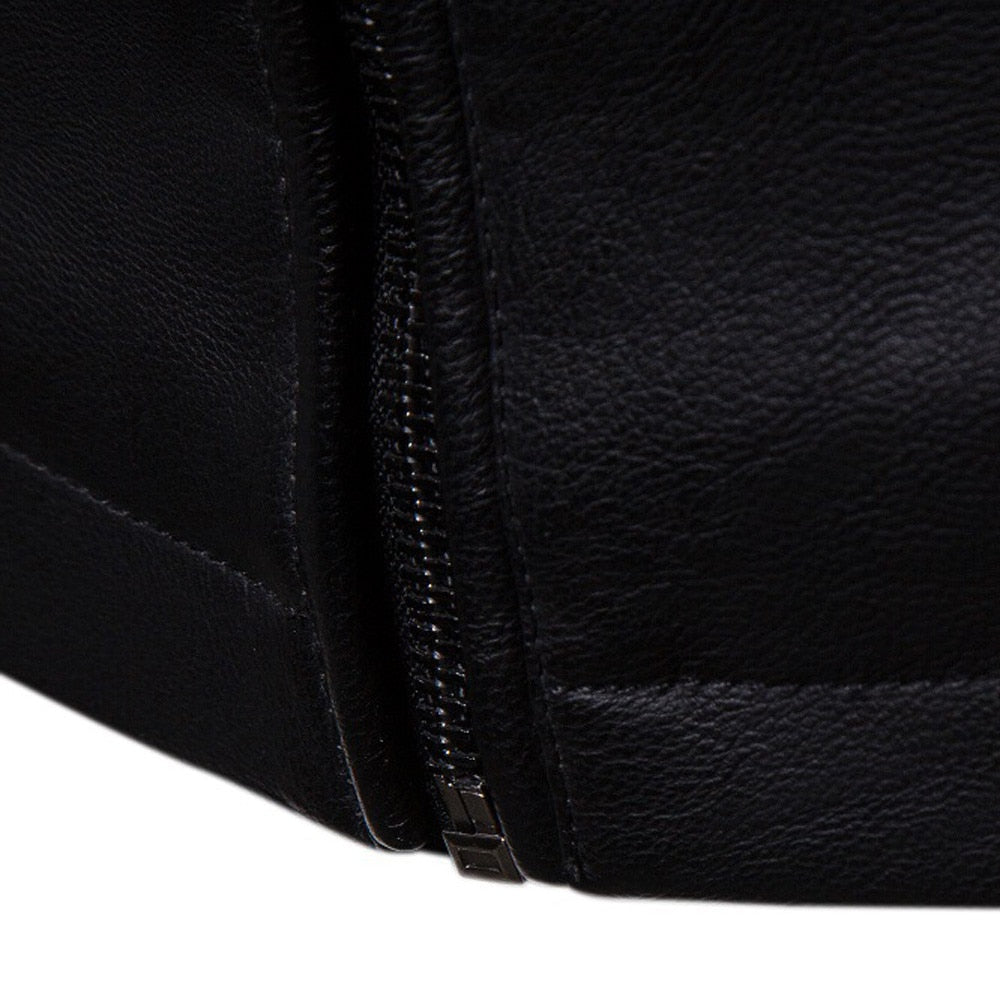 Long Sleeve Pure Lather Mens Jacket For All Season