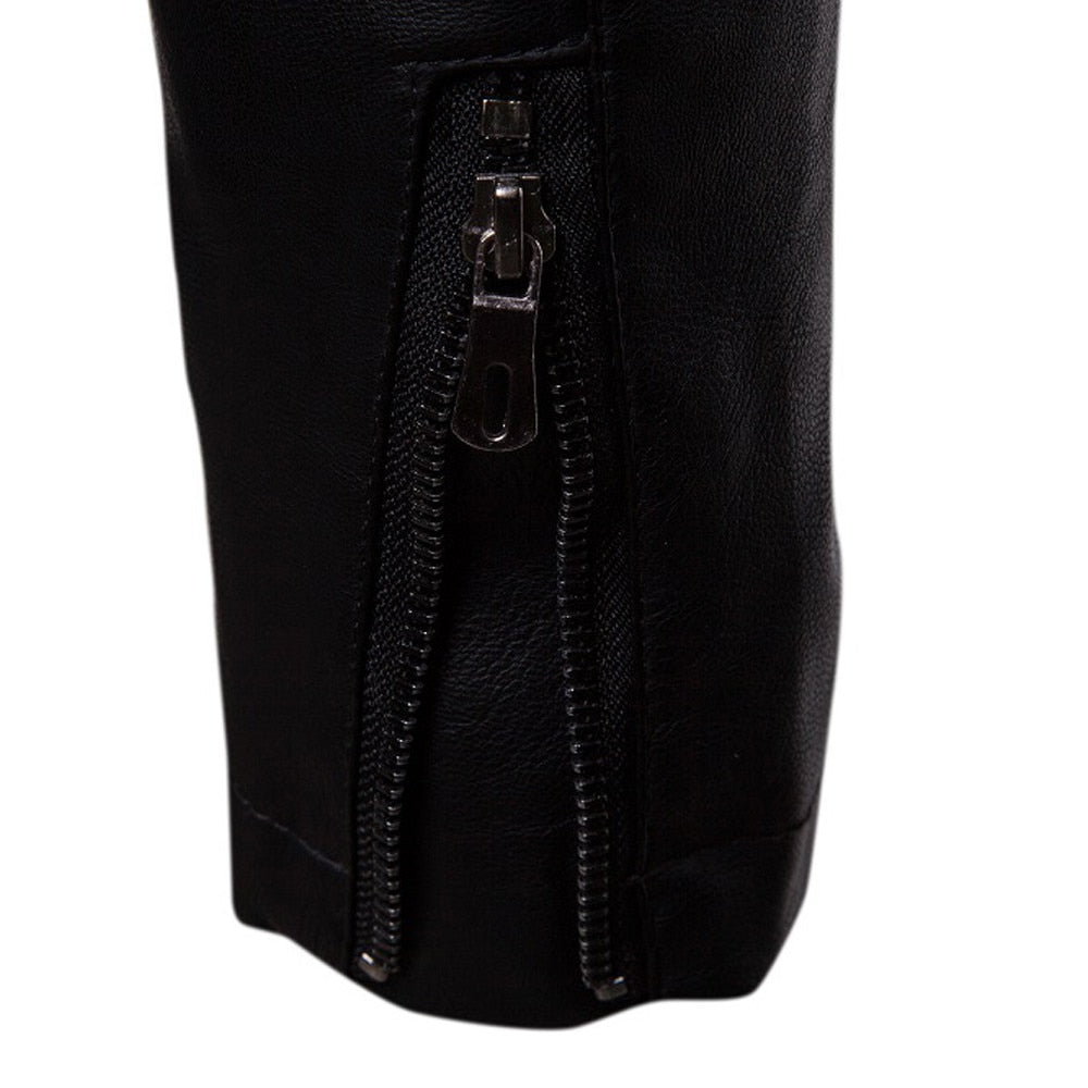 Long Sleeve Pure Lather Mens Jacket For All Season