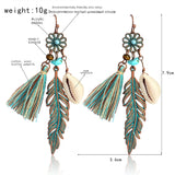 Blue Tassel Flower Drop Down Earring
