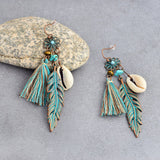 Blue Tassel Flower Drop Down Earring