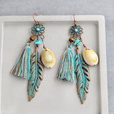Blue Tassel Flower Drop Down Earring