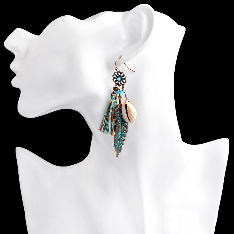Blue Tassel Flower Drop Down Earring